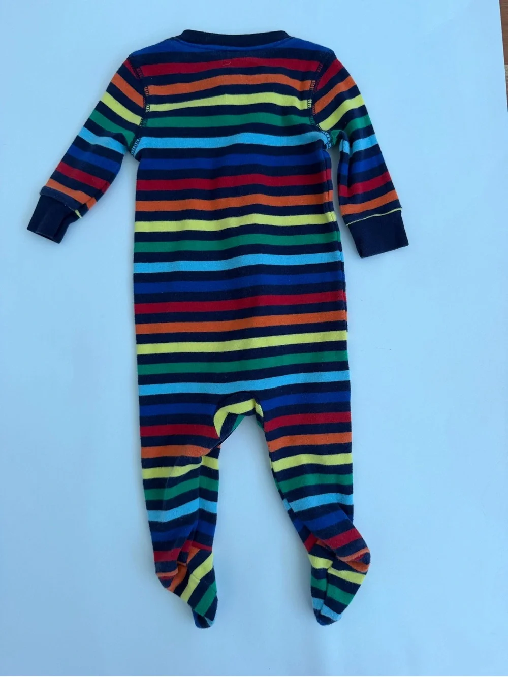 Primary Rainbow Stripe Footed One-Piece  size 0-3 months